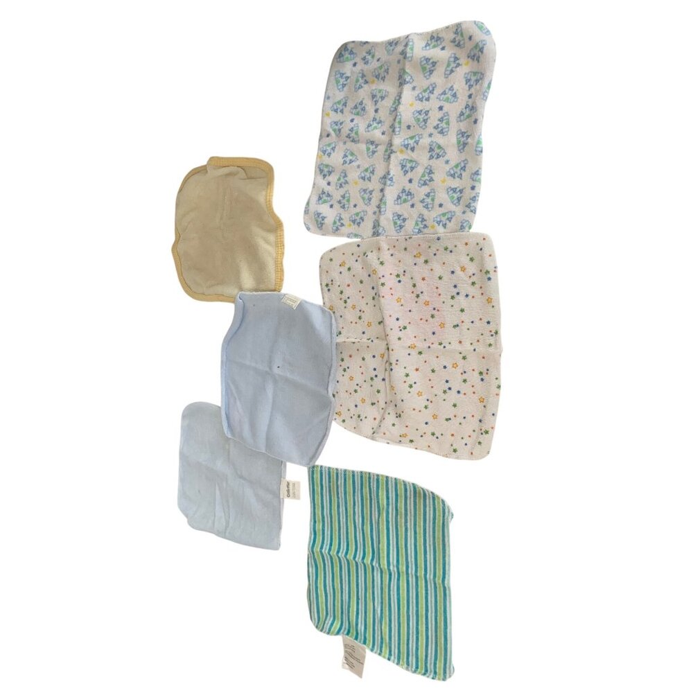 5 Piece Lot Washclothes Baby One size soft Variety Multicolor